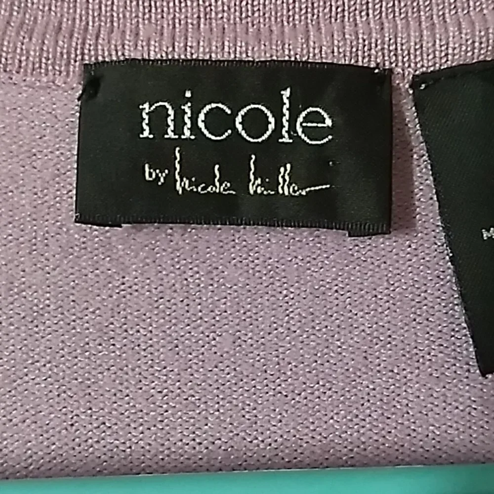 Nicole Miller  Lilac Cardigan with Front Pockets and Adorned with Sequins